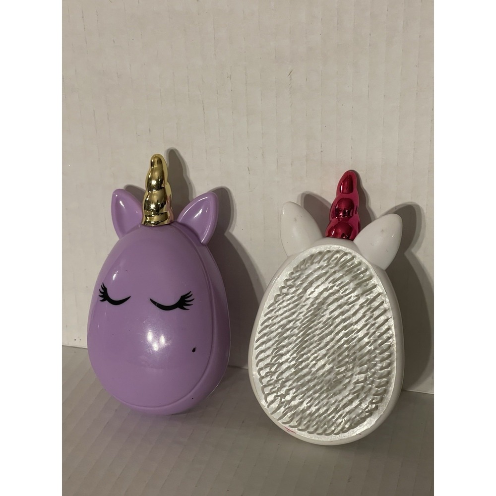 Unicorn Hair Brush Set Of 2‎ One Purple One White In Original Packaging
